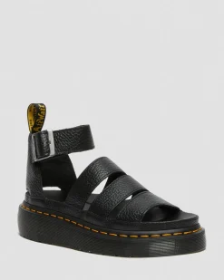 Dr. Martens Mother'S Day Gifts|Spring Sandals*Clarissa II Women's Leather Platform Sandals in Black Milled Nappa BLACK MILLED NAPPA — Milled Nappa