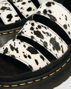 Dr. Martens Sandals|New And Featured*Clarissa Strap Hair On Leather Quad Sandals in Cream CREAM+BLACK