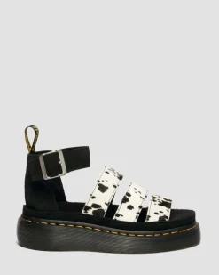 Dr. Martens Sandals|New And Featured*Clarissa Strap Hair On Leather Quad Sandals in Cream CREAM+BLACK