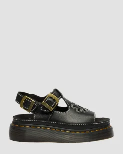 Dr. Martens Sandals|New And Featured*Dunnet Flower Full Grain Leather Sandals in Black Black — AR Rogue