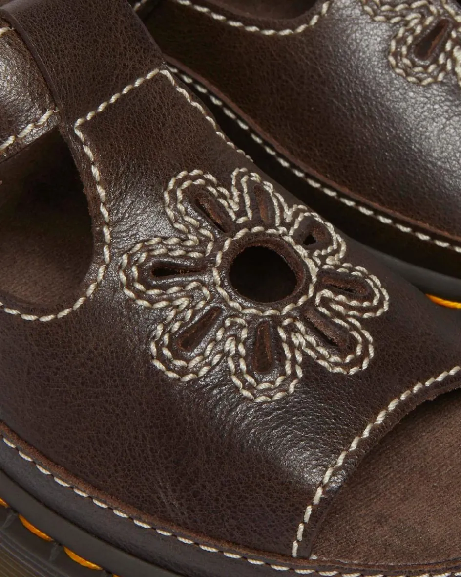 Dr. Martens New And Featured|Sandals*Dunnet Flower Full Grain Leather Sandals in Brown Brown — AR Rogue