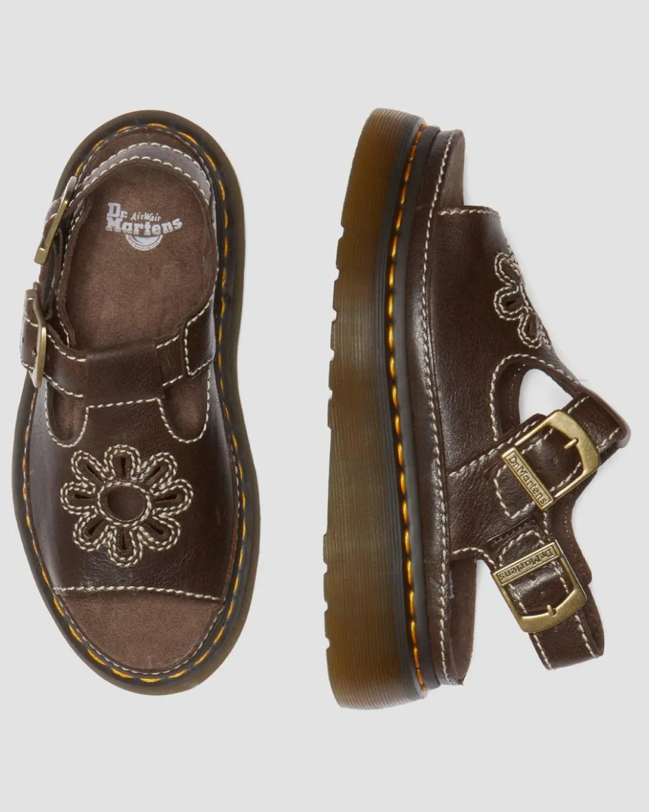 Dr. Martens New And Featured|Sandals*Dunnet Flower Full Grain Leather Sandals in Brown Brown — AR Rogue