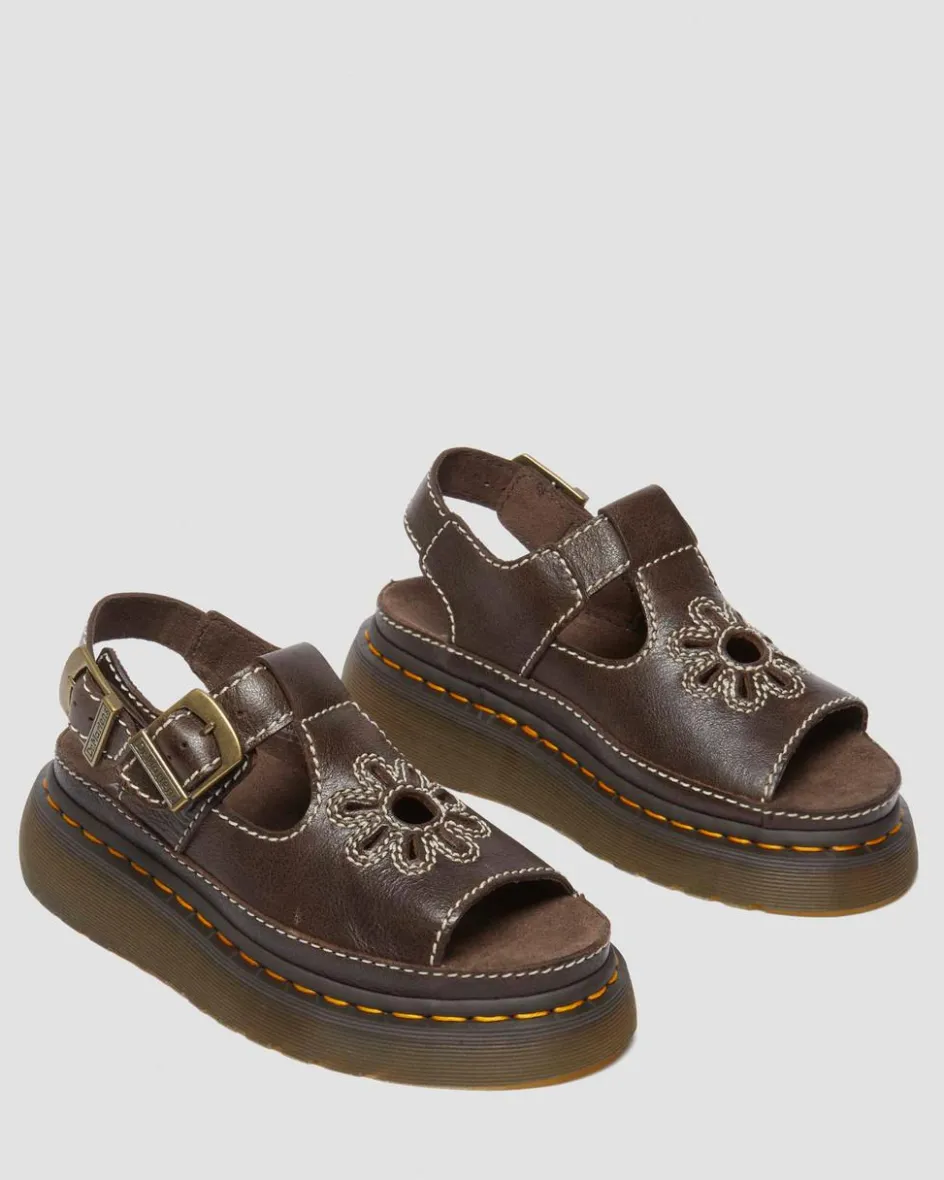 Dr. Martens New And Featured|Sandals*Dunnet Flower Full Grain Leather Sandals in Brown Brown — AR Rogue