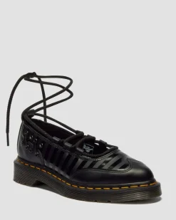 Dr. Martens Collaborations|Collaborations*Elphie II Wednesday Shoes in Black Black — Smooth Leather