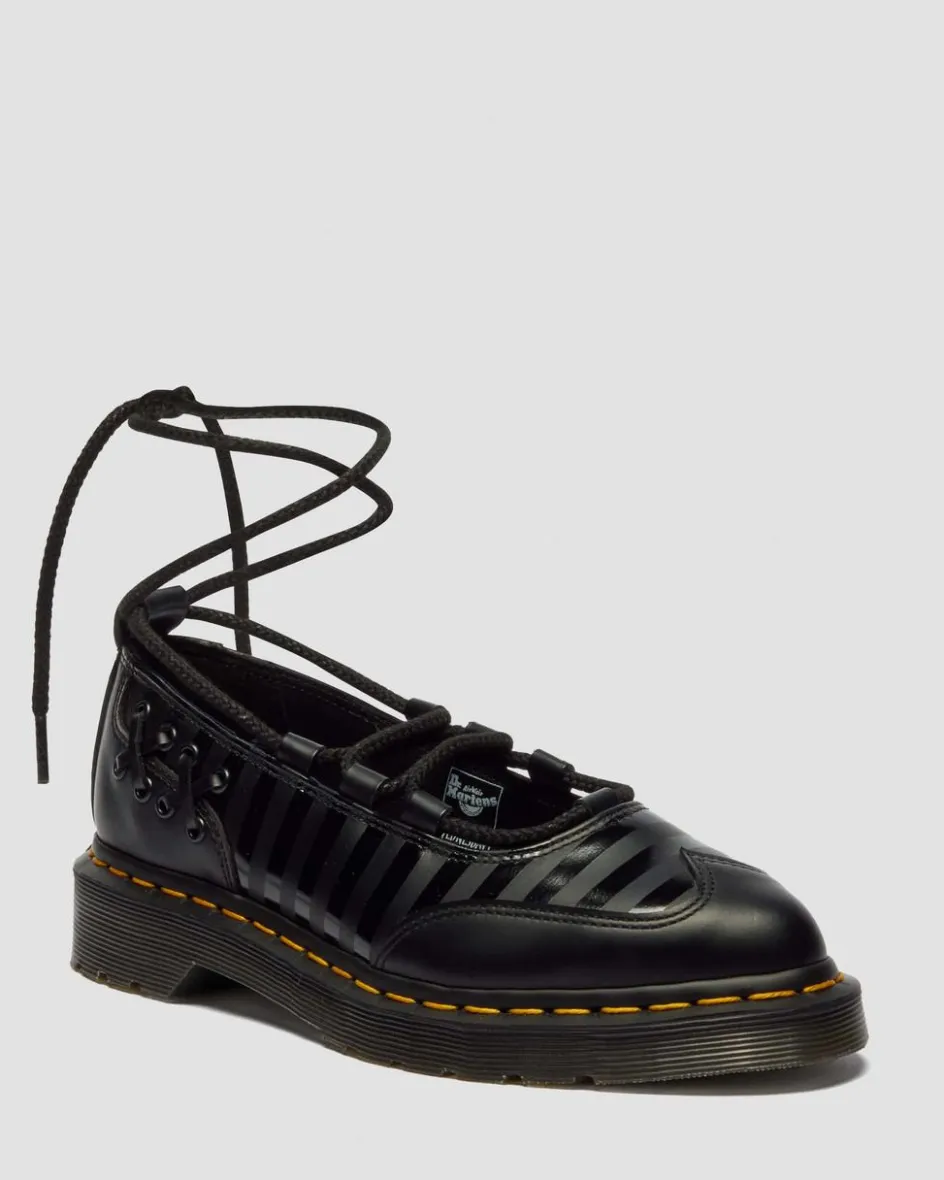 Dr. Martens Collaborations|Collaborations*Elphie II Wednesday Shoes in Black Black — Smooth Leather