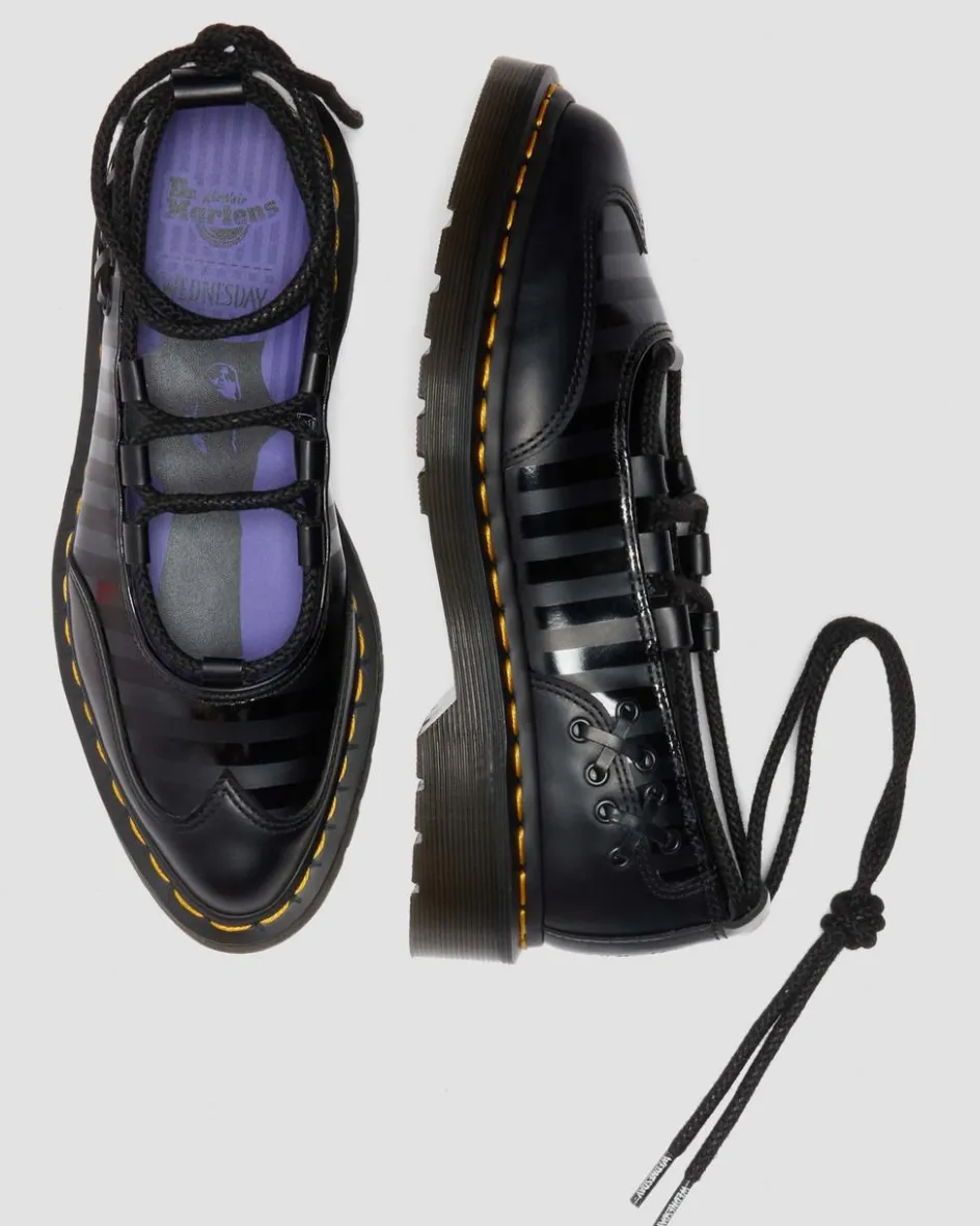 Dr. Martens Collaborations|Collaborations*Elphie II Wednesday Shoes in Black Black — Smooth Leather
