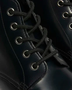 Dr. Martens Last Chance Styles*Emmeline Smooth Lace Up Boots in Black Black — Polished Smooth