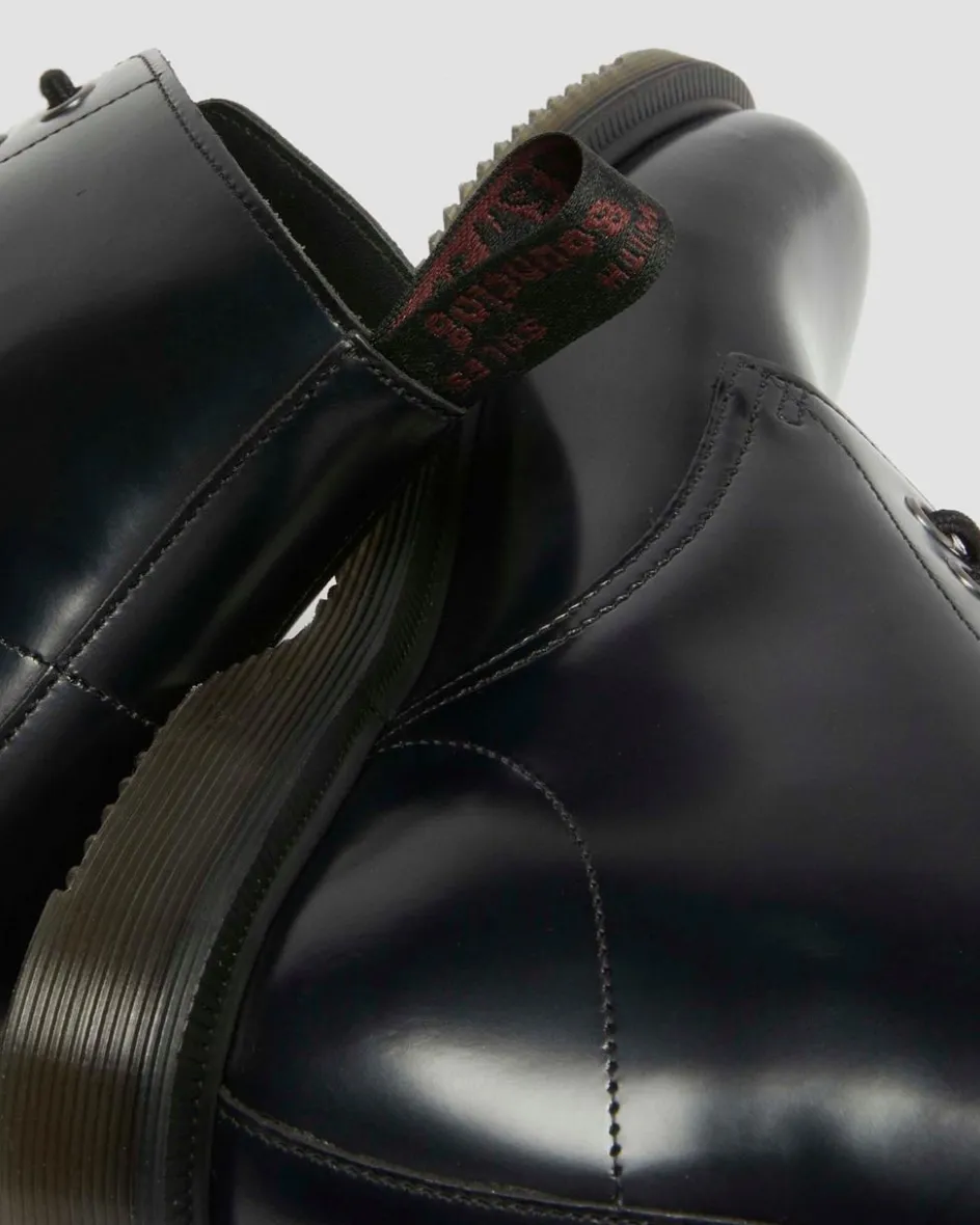 Dr. Martens Last Chance Styles*Emmeline Smooth Lace Up Boots in Black Black — Polished Smooth