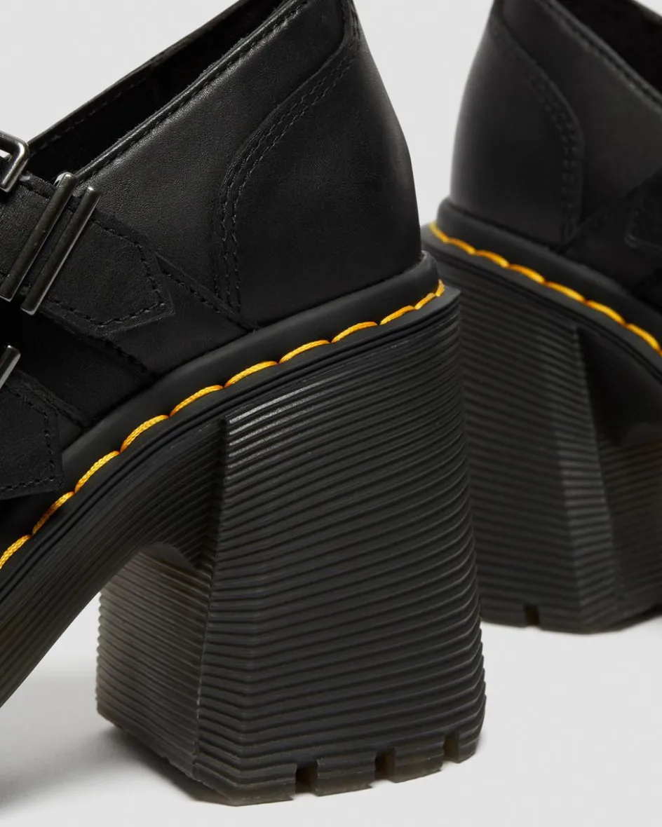 Dr. Martens Shoes|Platform Shoes*Eviee Sendal Leather Heeled Shoes in Black Black — Sendal