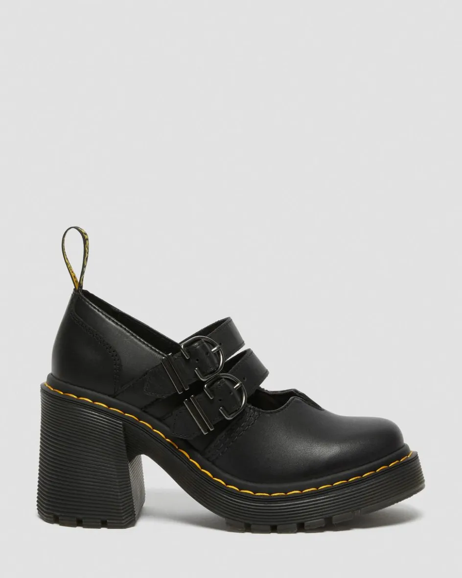 Dr. Martens Shoes|Platform Shoes*Eviee Sendal Leather Heeled Shoes in Black Black — Sendal