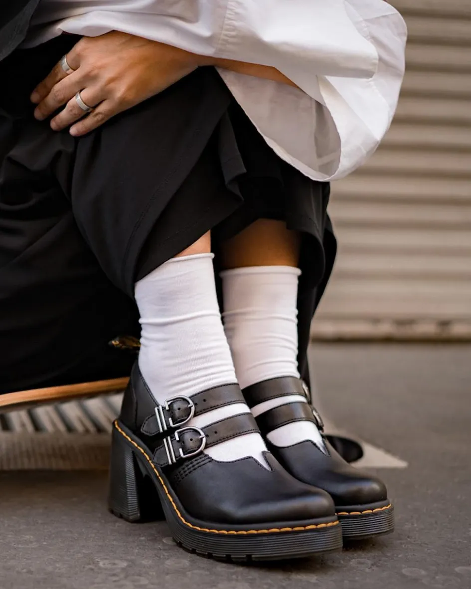 Dr. Martens Shoes|Platform Shoes*Eviee Sendal Leather Heeled Shoes in Black Black — Sendal