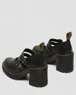 Dr. Martens Shoes|Platform Shoes*Eviee Sendal Leather Heeled Shoes in Black Black — Sendal