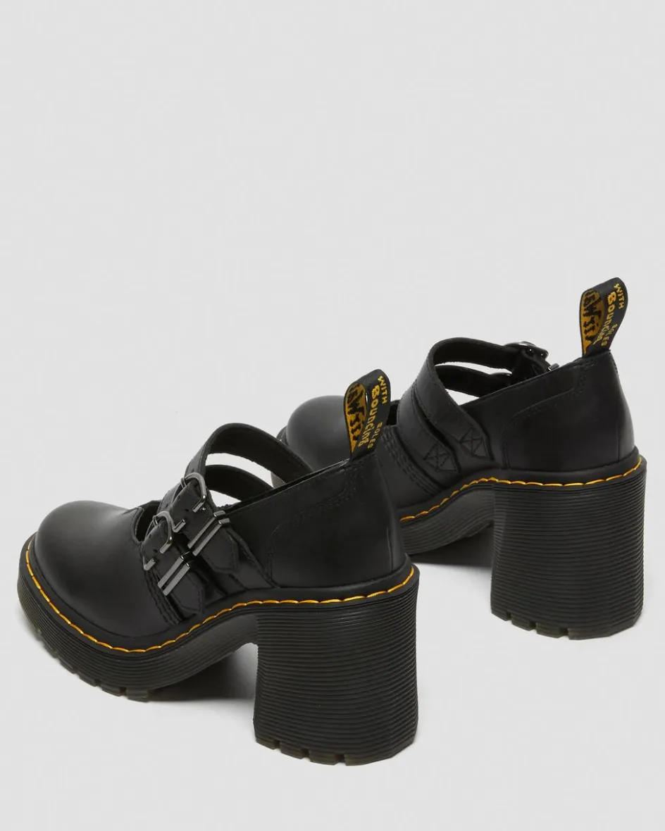 Dr. Martens Shoes|Platform Shoes*Eviee Sendal Leather Heeled Shoes in Black Black — Sendal