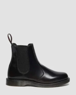Dr. Martens Boots|Chelsea Boots*Flora Smooth Chelsea Boots in Black Black — Polished Smooth