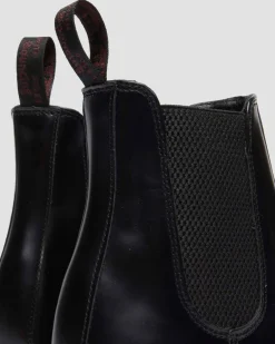 Dr. Martens Boots|Chelsea Boots*Flora Smooth Chelsea Boots in Black Black — Polished Smooth