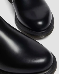 Dr. Martens Boots|Chelsea Boots*Flora Smooth Chelsea Boots in Black Black — Polished Smooth