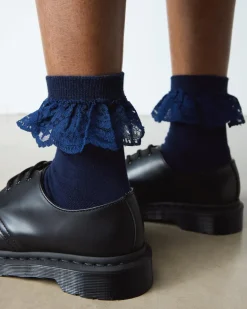 Dr. Martens Last Chance Styles|Last Chance Styles*Frill Organic Cotton Blend Socks in Midnight Blue MIDNIGHT BLUE — Organic Cotton Blend