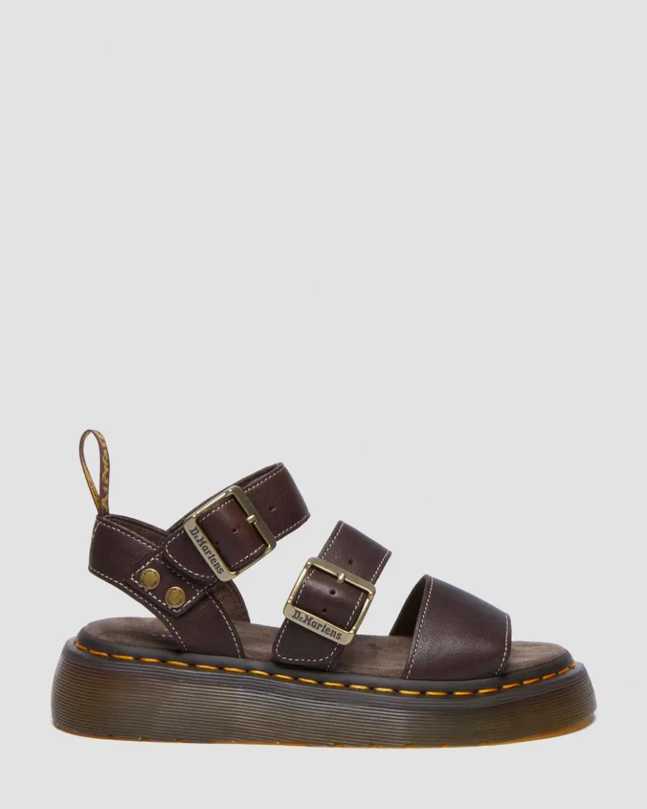 Dr. Martens Sandals|New And Featured*Gryphon Quad Grizzly Leather Sandals in Dark Brown Dark Brown — Grizzly