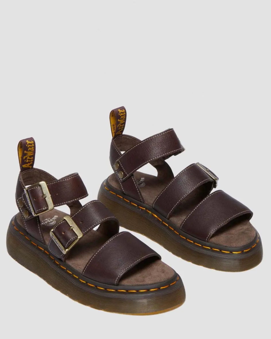 Dr. Martens Sandals|New And Featured*Gryphon Quad Grizzly Leather Sandals in Dark Brown Dark Brown — Grizzly