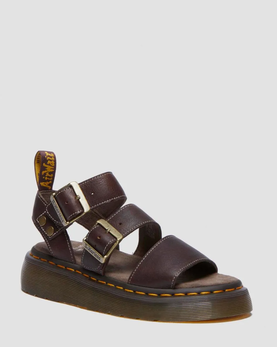 Dr. Martens Sandals|New And Featured*Gryphon Quad Grizzly Leather Sandals in Dark Brown Dark Brown — Grizzly