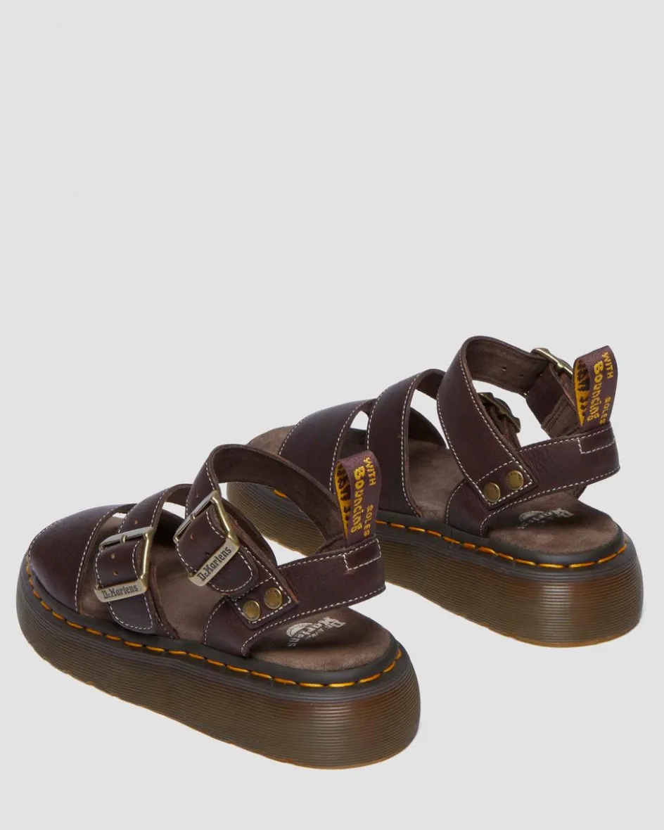 Dr. Martens Sandals|New And Featured*Gryphon Quad Grizzly Leather Sandals in Dark Brown Dark Brown — Grizzly