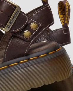 Dr. Martens Sandals|New And Featured*Gryphon Quad Grizzly Leather Sandals in Dark Brown Dark Brown — Grizzly
