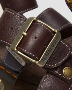 Dr. Martens Sandals|New And Featured*Gryphon Quad Grizzly Leather Sandals in Dark Brown Dark Brown — Grizzly