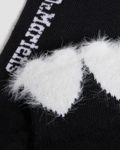 Dr. Martens Last Chance Styles|Last Chance Styles*Heart Detail Cotton Blend Socks in Black Black — Organic Cotton Blend
