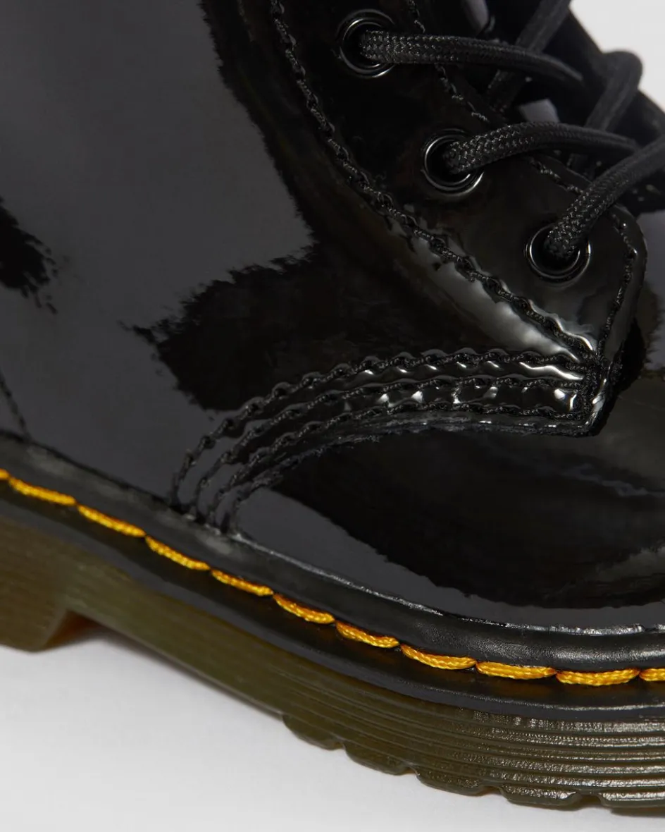 Dr. Martens Infant & 0-1 Years*Infant 1460 Patent Leather Lace Up Boots in Black Black — Patent Lamper