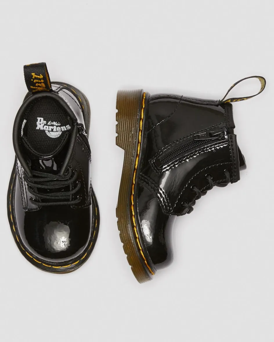 Dr. Martens Infant & 0-1 Years*Infant 1460 Patent Leather Lace Up Boots in Black Black — Patent Lamper