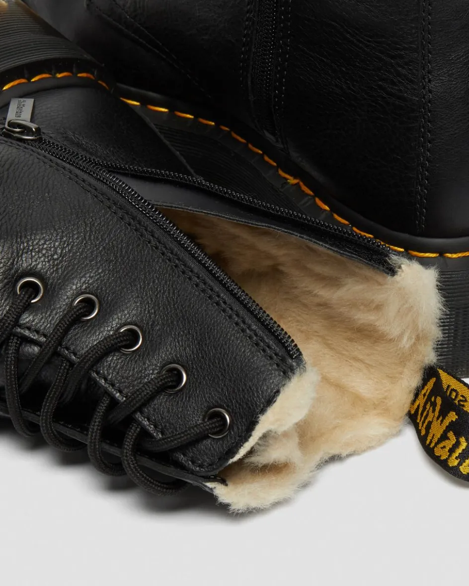 Dr. Martens Boots|Winter Boots*Jadon Boot Leather Faux Fur Lined Platforms in Black Black — Pisa
