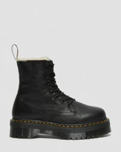 Dr. Martens Boots|Winter Boots*Jadon Boot Leather Faux Fur Lined Platforms in Black Black — Pisa
