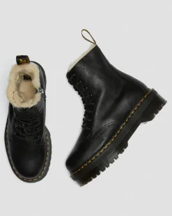 Dr. Martens Boots|Winter Boots*Jadon Boot Leather Faux Fur Lined Platforms in Black Black — Pisa