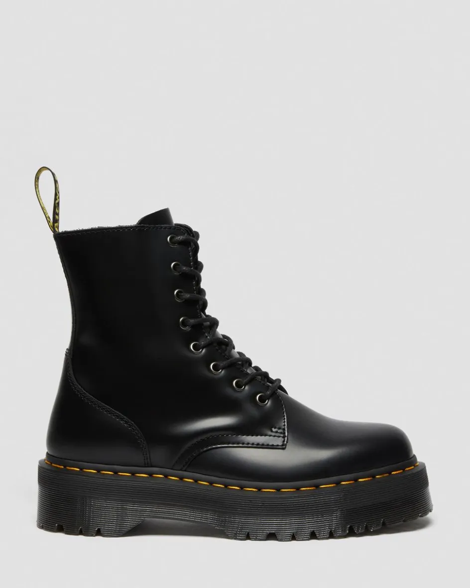 Dr. Martens New And Featured|Boots*Jadon Boot Smooth Leather Platforms in Black Black — Polished Smooth