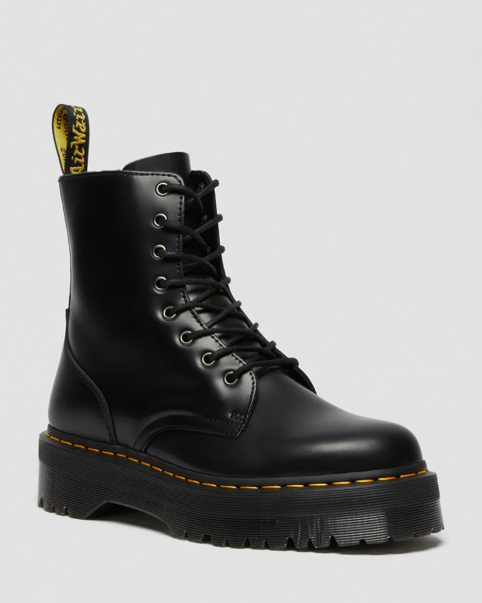 Dr. Martens New And Featured|Boots*Jadon Boot Smooth Leather Platforms in Black Black — Polished Smooth