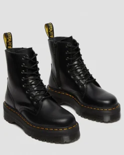 Dr. Martens New And Featured|Boots*Jadon Boot Smooth Leather Platforms in Black Black — Polished Smooth