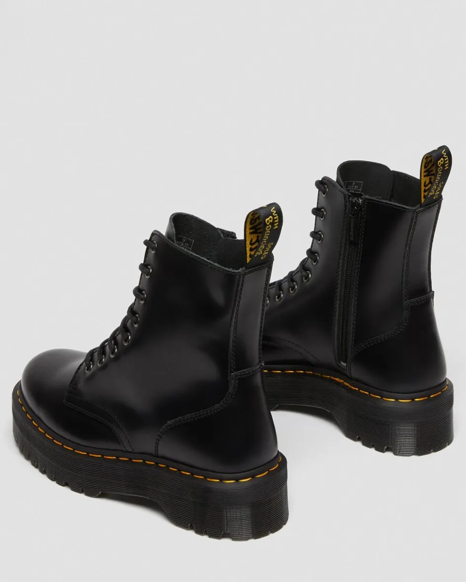 Dr. Martens New And Featured|Boots*Jadon Boot Smooth Leather Platforms in Black Black — Polished Smooth
