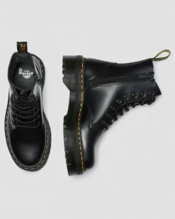 Dr. Martens New And Featured|Boots*Jadon Boot Smooth Leather Platforms in Black Black — Polished Smooth
