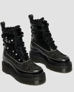 Dr. Martens Last Chance Styles*JADON FRILL SMOOTH LEATHER PLATFORM BOOTS in BLACK