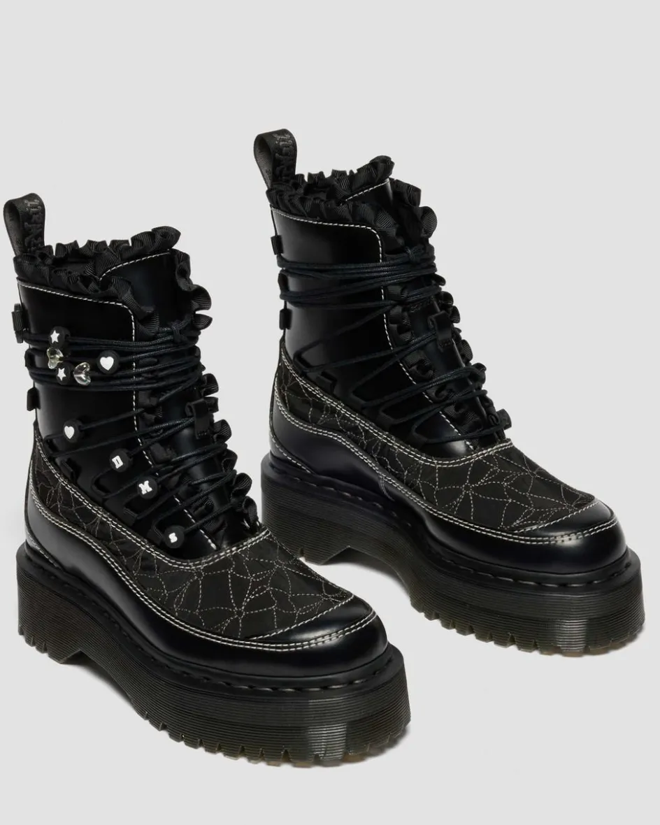 Dr. Martens Last Chance Styles*JADON FRILL SMOOTH LEATHER PLATFORM BOOTS in BLACK