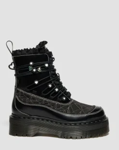 Dr. Martens Last Chance Styles*JADON FRILL SMOOTH LEATHER PLATFORM BOOTS in BLACK