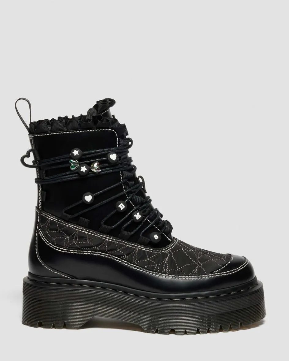 Dr. Martens Last Chance Styles*JADON FRILL SMOOTH LEATHER PLATFORM BOOTS in BLACK