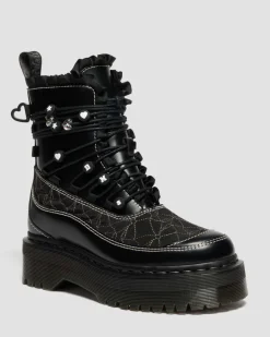 Dr. Martens Last Chance Styles*JADON FRILL SMOOTH LEATHER PLATFORM BOOTS in BLACK