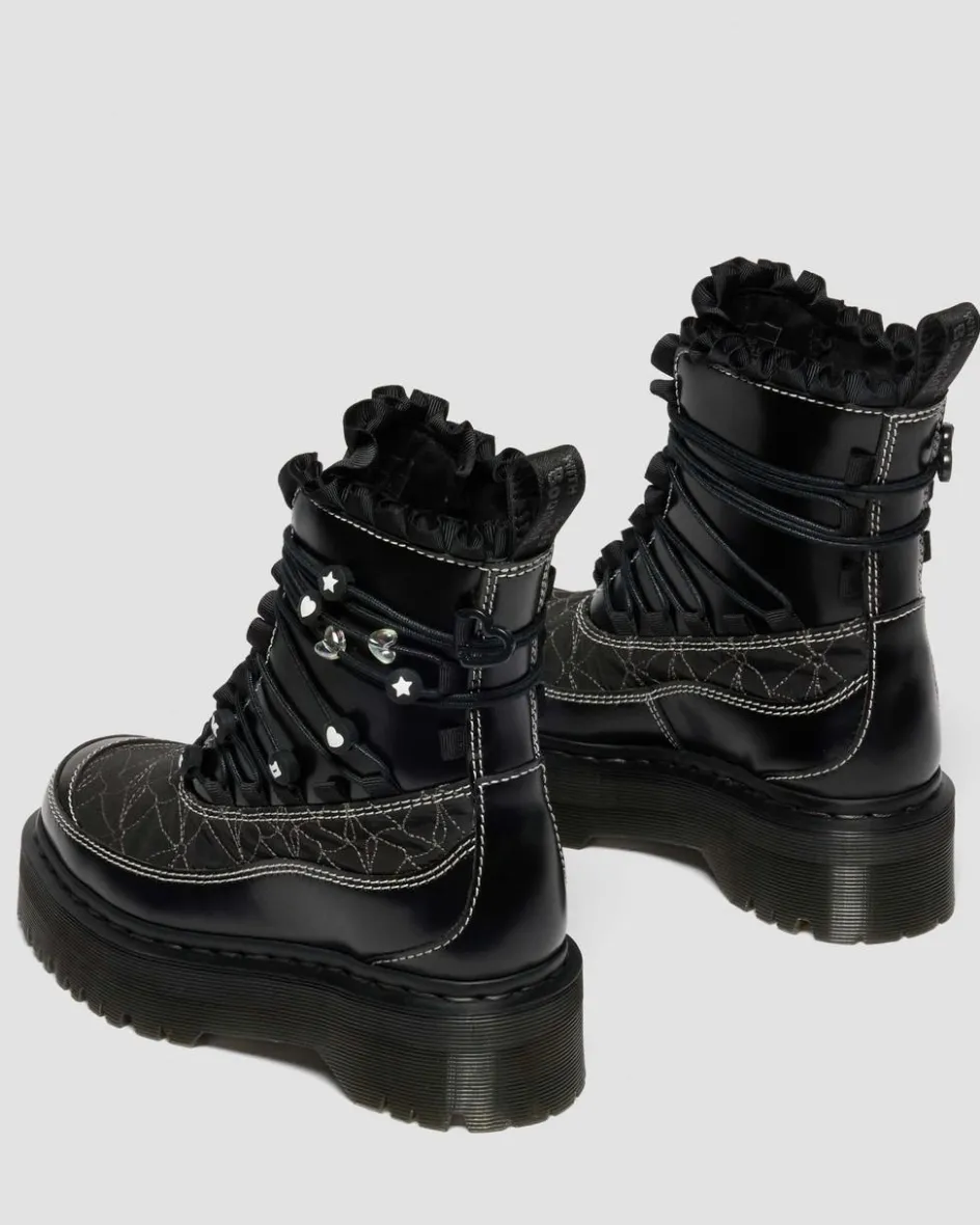 Dr. Martens Last Chance Styles*JADON FRILL SMOOTH LEATHER PLATFORM BOOTS in BLACK