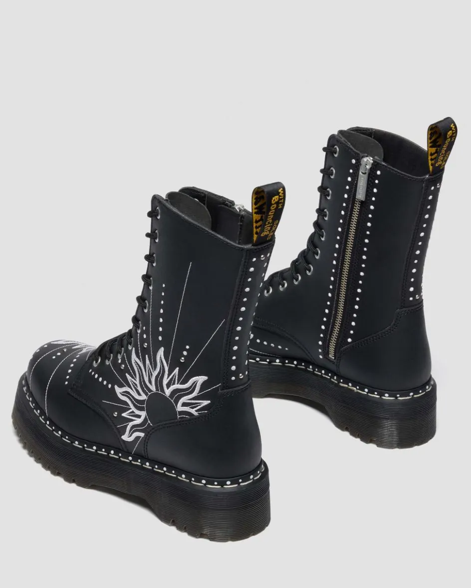 Dr. Martens Last Chance Styles|Last Chance Styles*Jadon Hi Solar Flare Reclaimed Leather Platform Boots in Black Black — Genix Nappa