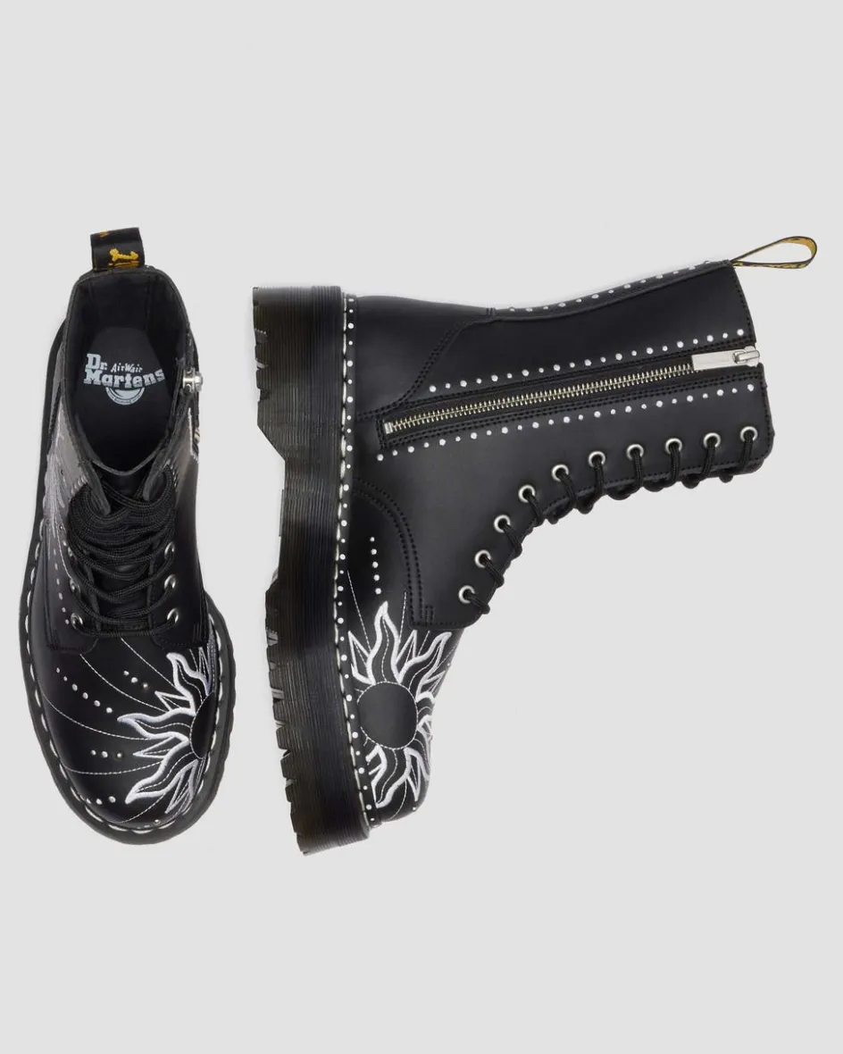 Dr. Martens Last Chance Styles|Last Chance Styles*Jadon Hi Solar Flare Reclaimed Leather Platform Boots in Black Black — Genix Nappa