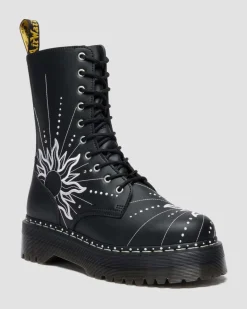Dr. Martens Last Chance Styles|Last Chance Styles*Jadon Hi Solar Flare Reclaimed Leather Platform Boots in Black Black — Genix Nappa