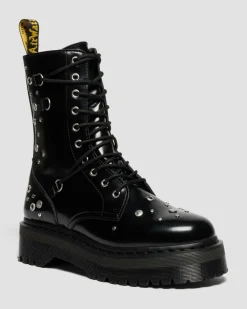 Dr. Martens Last Chance Styles|Last Chance Styles*JADON HI STUDDED BUTTERO LEATHER PLATFORM BOOTS in Black Buttero BLACK BUTTERO — Buttero