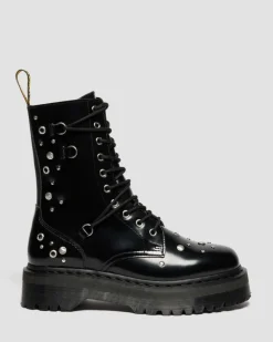 Dr. Martens Last Chance Styles|Last Chance Styles*JADON HI STUDDED BUTTERO LEATHER PLATFORM BOOTS in Black Buttero BLACK BUTTERO — Buttero