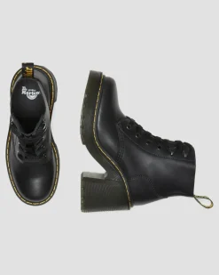 Dr. Martens New And Featured|Heeled Boots*Jesy Sendal Leather Lace Up Flared Heel Boots in Black Black — Sendal